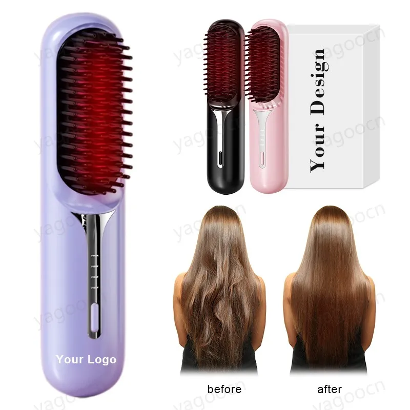 Smoothing Negative Ion Hair Care Comb Anti-Scald Ionic Hot Comb Straightener Portable Mini Travel Straightener Brush