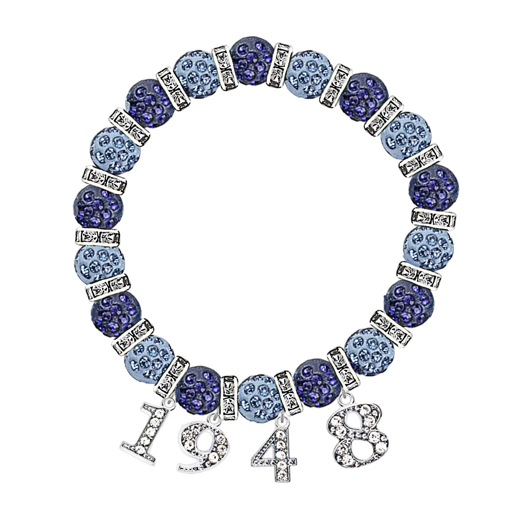 Premium Quality Greek Sorority Zeta Amicae Inspired 1948 Symbol Pendants Making Royal And Light Blue Beaded Soror Bracelet