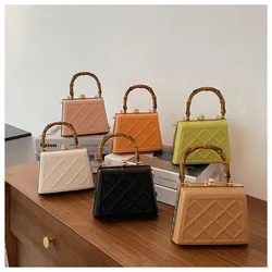 Wholesale Factory 2021 Bamboo Handle Fall Luxury Box Handbags Women Vintage Designer Bag