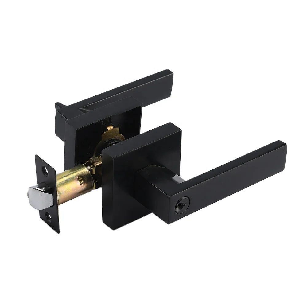 Matt Black Square Exterior Handle Lock Door Lock Price Lever Door Handle For Wooden Door