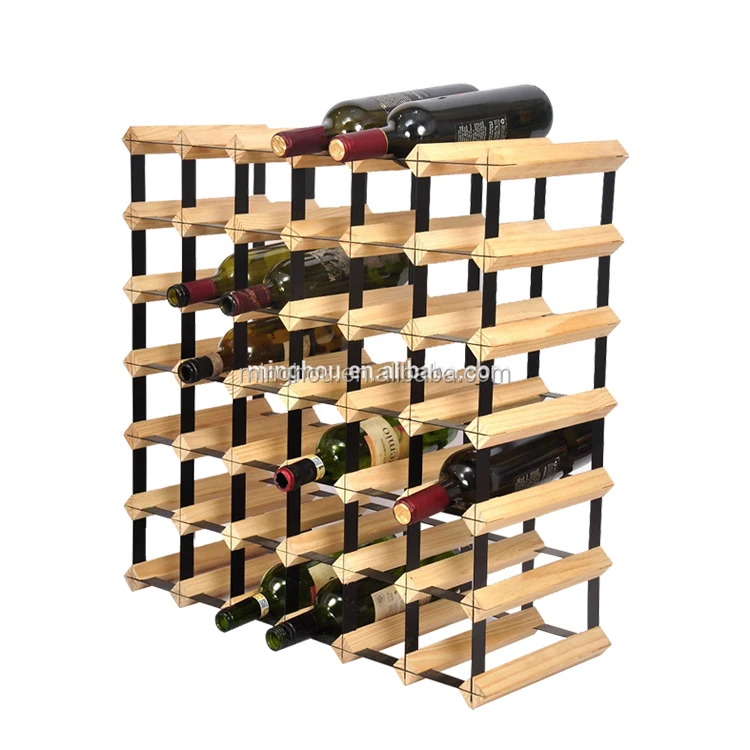 Factory wholesale  modern size  6, 9, 12 Bottles Wine Rack Galvanized Steel Timber Wine Racks for Wine Cellar