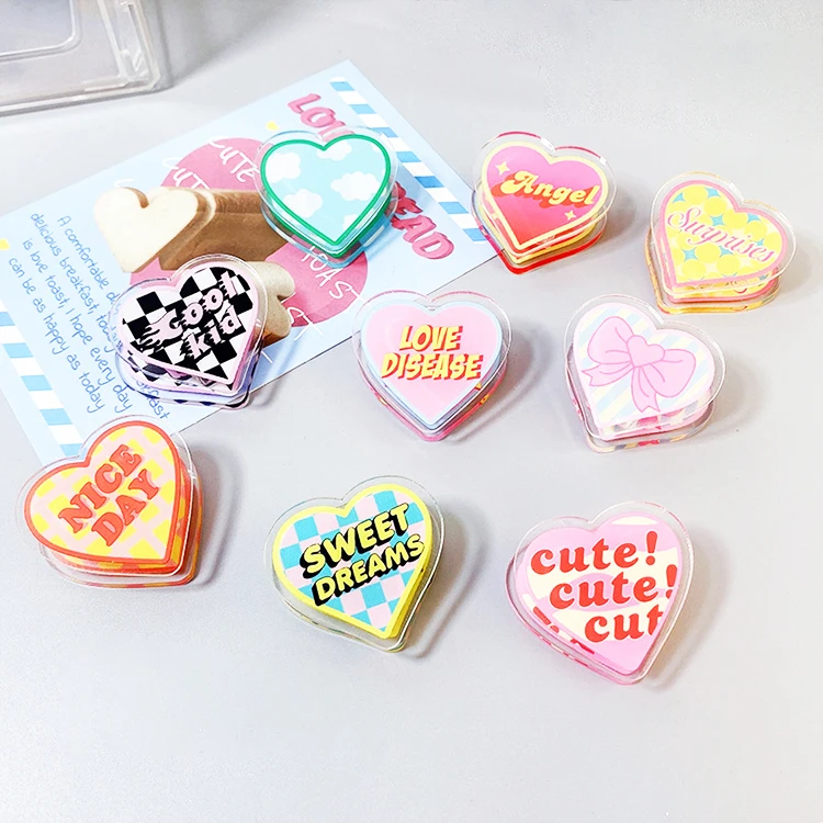 Stock cheap price two-sided heart test paper acrylic pp clips custom plastic clip
