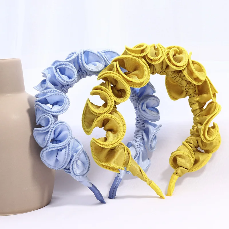 CLARMER Fashion women hair accessories new high quality pleated flower wave headband