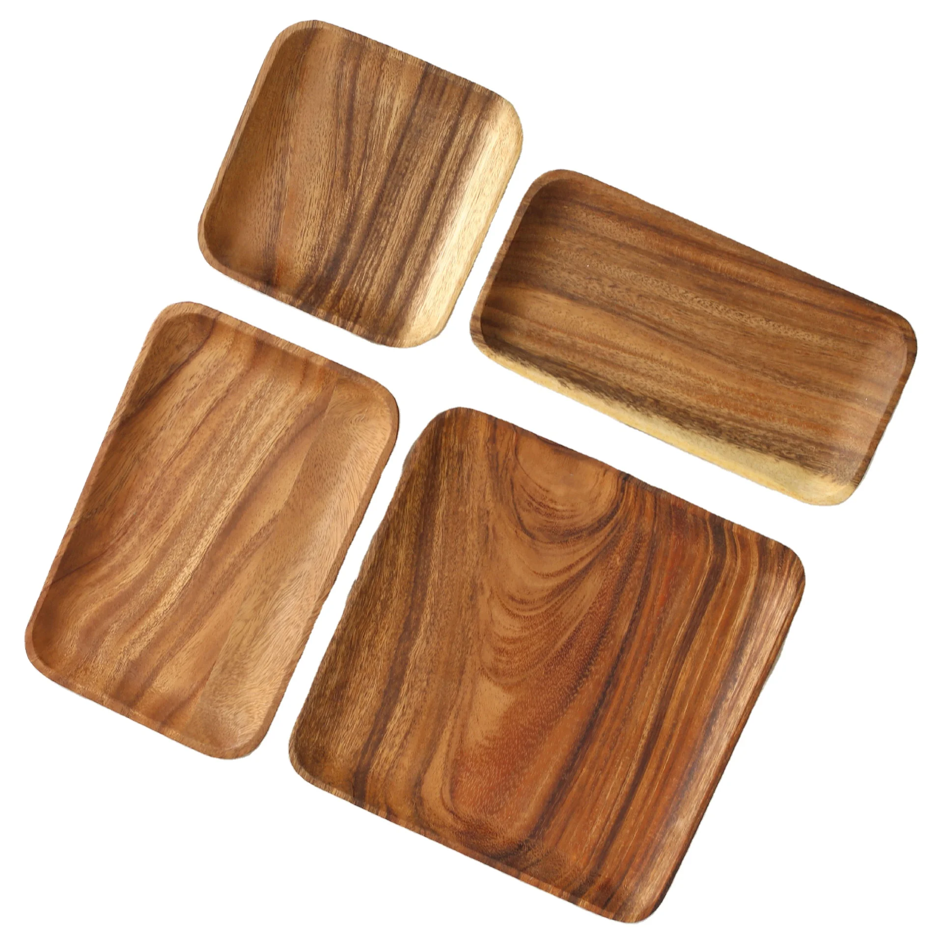 square oblong  acacia  Wood Plates Wooden  Serving Tray  Appetizer Plates