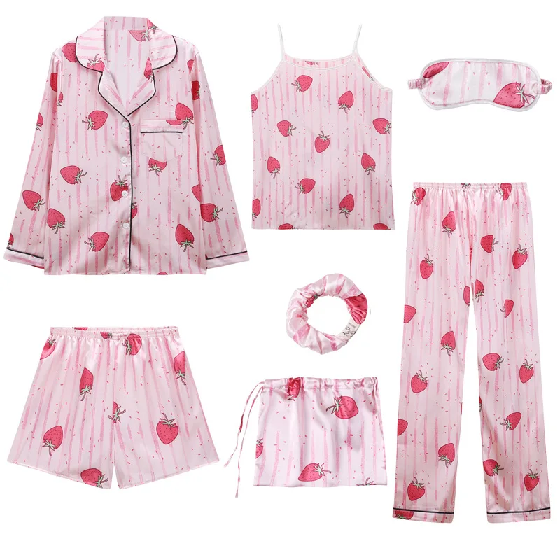 KKVVSS DM9005 five-piece woman short sleeve pants printed sweet and leisure suit plus size ladies summer home wear pajamas