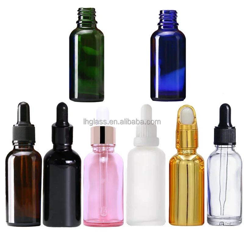 5ml 10ml 15ml 20ml 30ml 50ml 100ml Color Pink Blue Amber  Boston Round Glass Dropper Bottle Dropper Bottle For Essential Oil