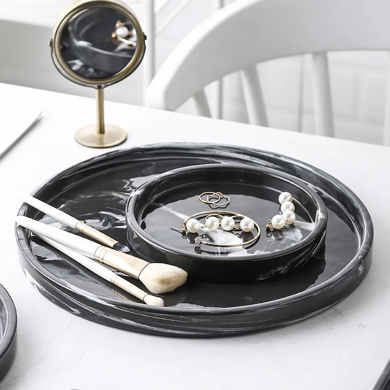 
Nordic luxury marble ceramic storage tray jewelry set tray ceramic plates sets dinnerware tableware 