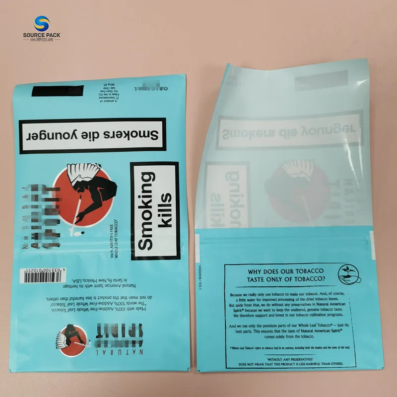 laminated plastic 30g tobacco leaf packaging eco friendly 50g tobacco pouch in stock
