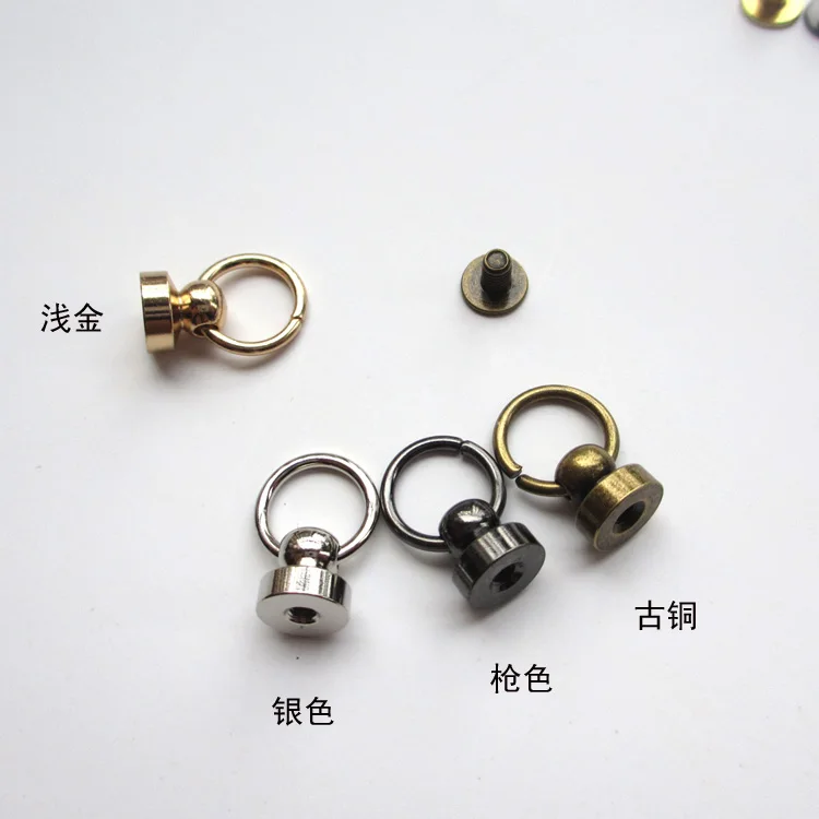 9x9.3mm Pull Ring Rivets Studs Round Head for DIY Brass Silver Tone