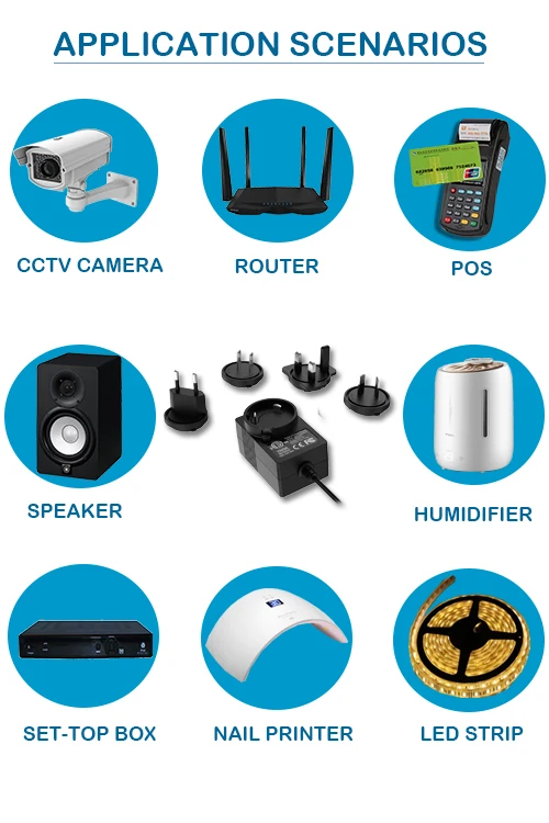 24W interchangeable adapter 24v 1a  power adapter 12v 2a  power supply for camera