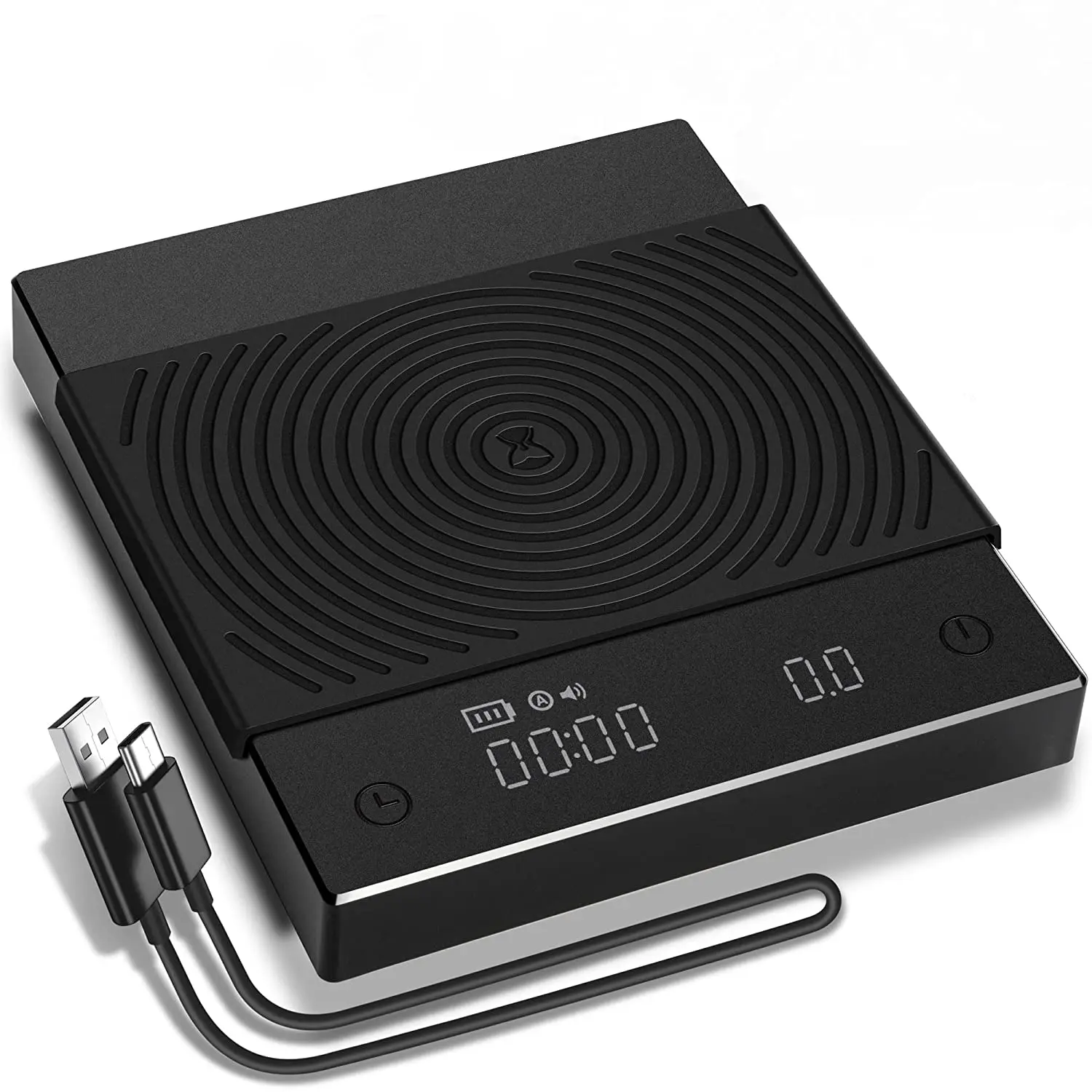 Black 0.5 2kg small smart mini drip charging moisture espresso bean electronic weighting coffee scale with heat insulated pad