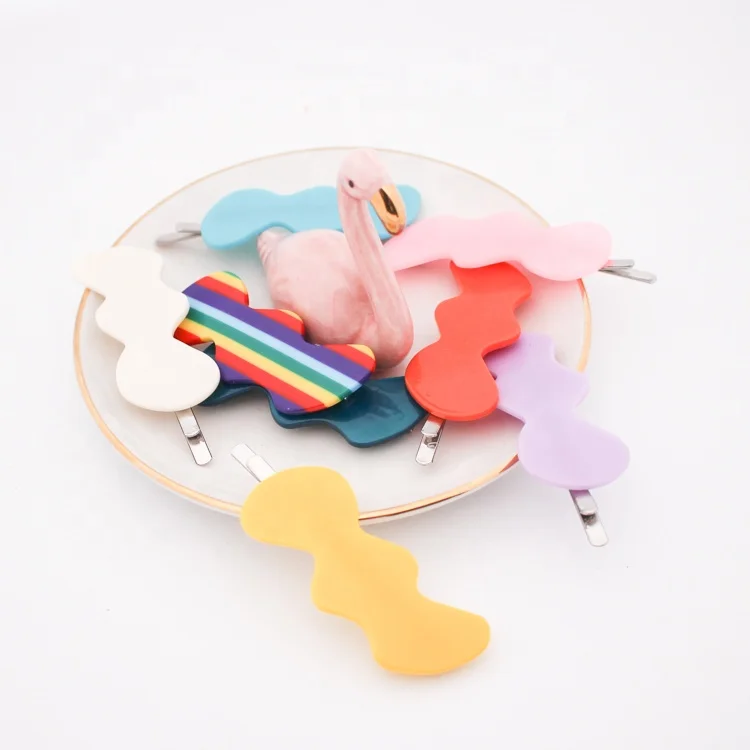 Cute custom acrylic hair clips kids candy solid color hairpin for women