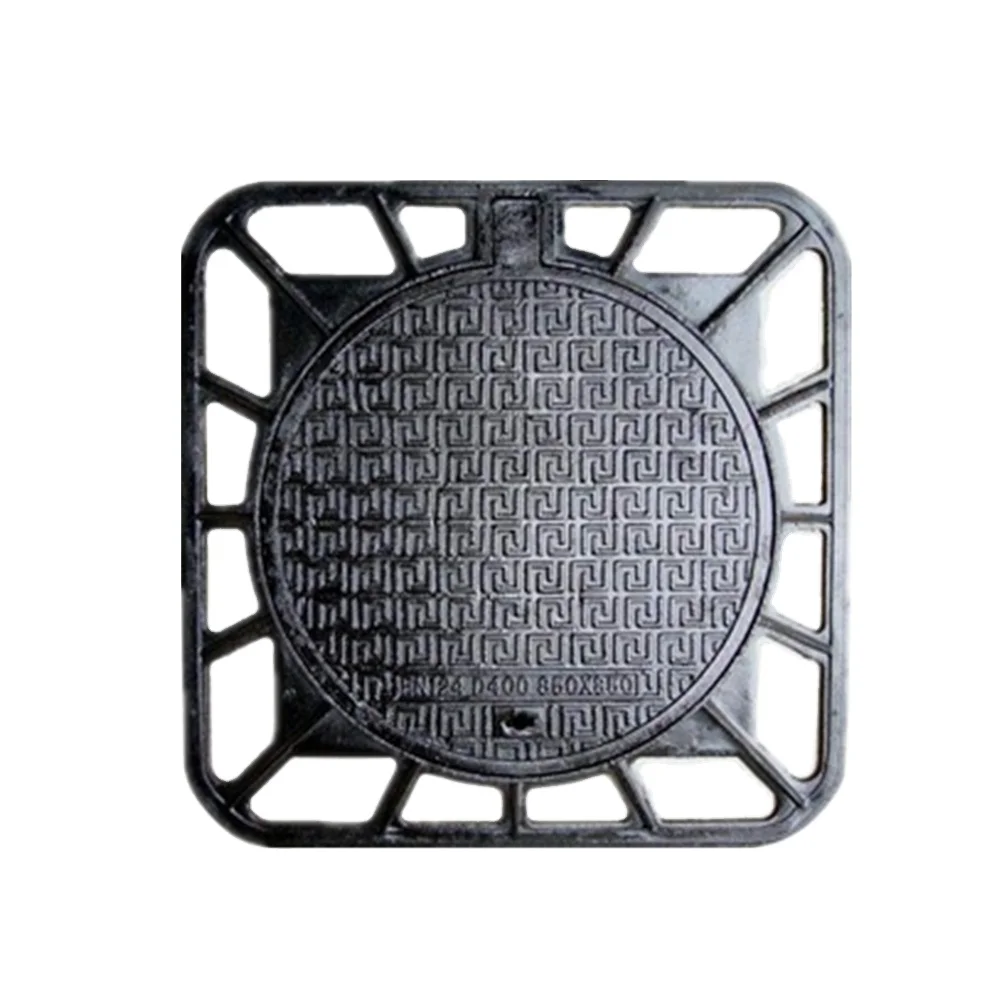 Ductile iron cover EN124  outside square inside round cast iron ductile iron  with frame watertight manhole cover