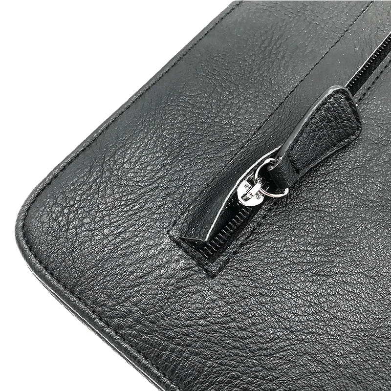 High Quality Vegan PU Leather A5 Zipped Padfolio Fashion Portfolio File Folders For Business