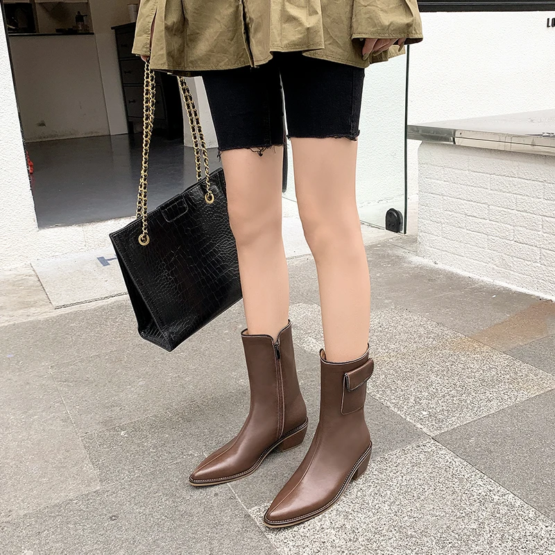 Women Shoes autumn winter Boots ankle fashion comfortable genuine leather For The Latest new Classical