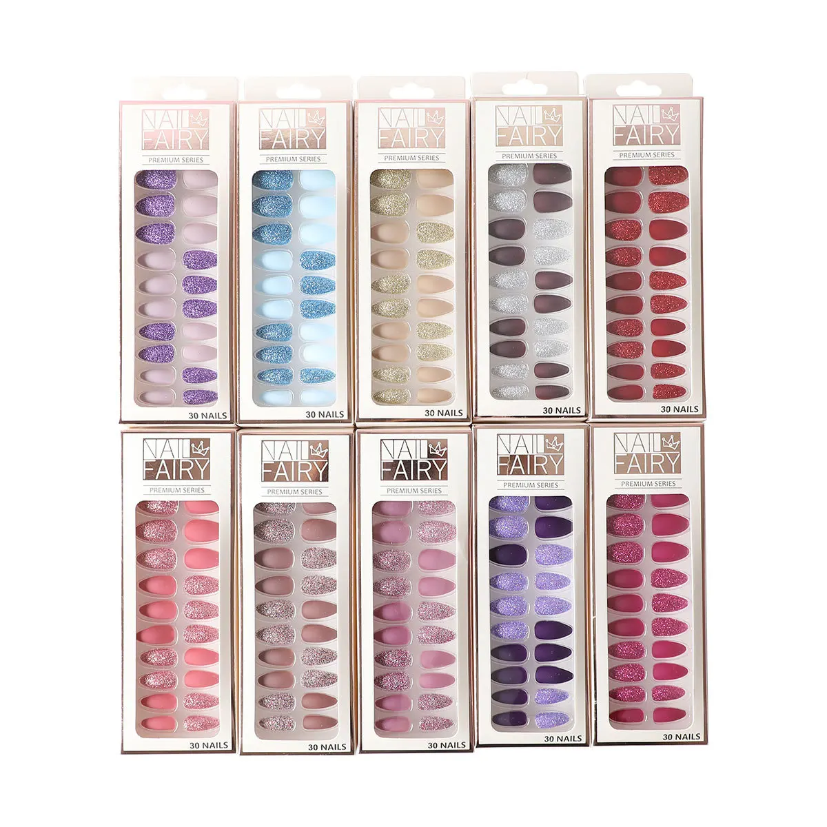 
package box manufacturers false handmade glue short acrylic luxury wholesale press on nails with glue 