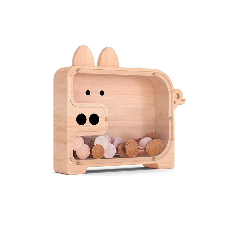 Wooden Piggy Bank  Pig Money Box Pig Coin Bank Piggy Bank