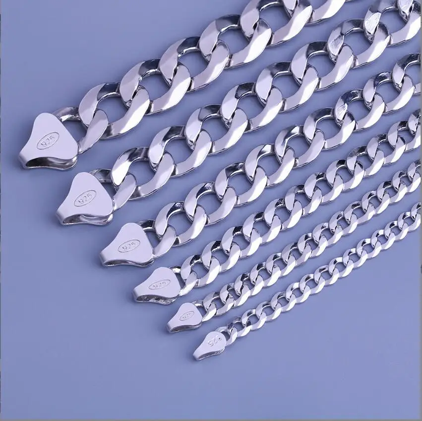 pure 925 Sterling Silver jewelry Sterling Cuban Link Chain Cuban Necklace