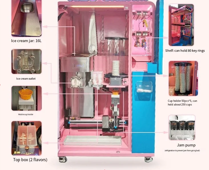 New Features Cream Chocolate Fruit Ice Cream Vending Machine In The Vicinity Of School  Pedestrian Street
