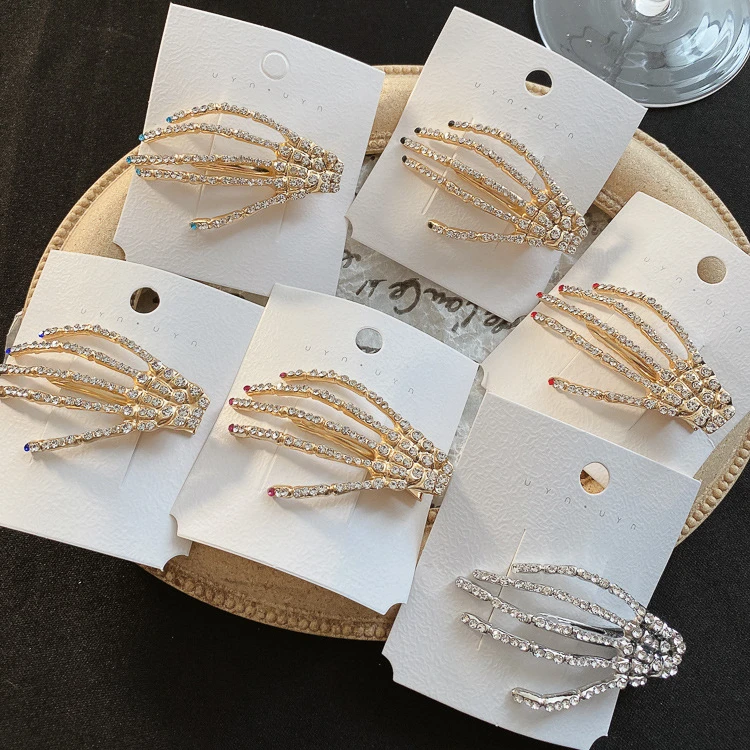 Оптовая продажа заколки для волос со стразами в виде русалки морской звезды черепа на Хэллоуин сделанные заказ украшения