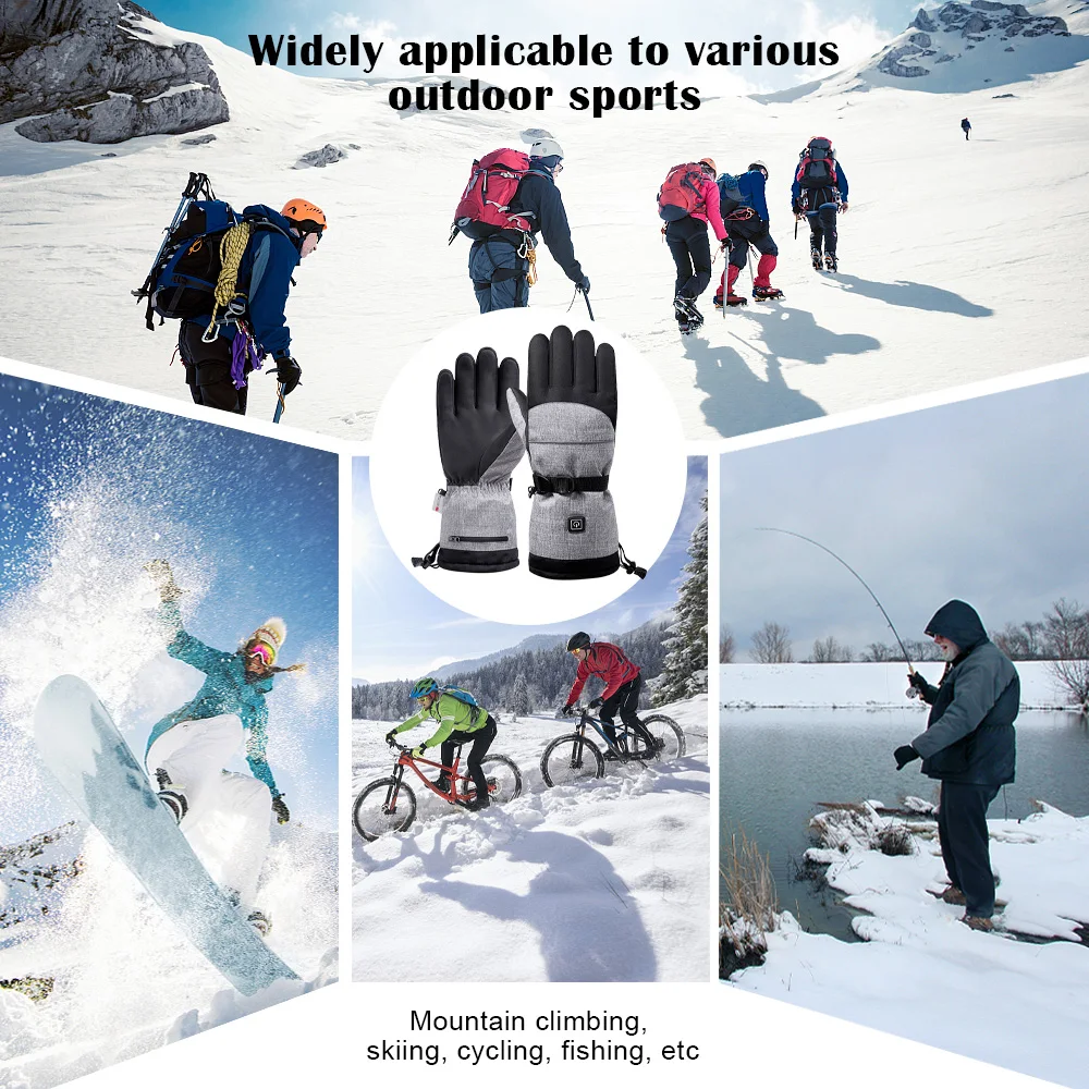 Winter Heating Gloves Waterproof Snowboard Cycling Moto Ski Outdoor Touch Screen Cotton Hand Warmer Electric Thermal Gloves