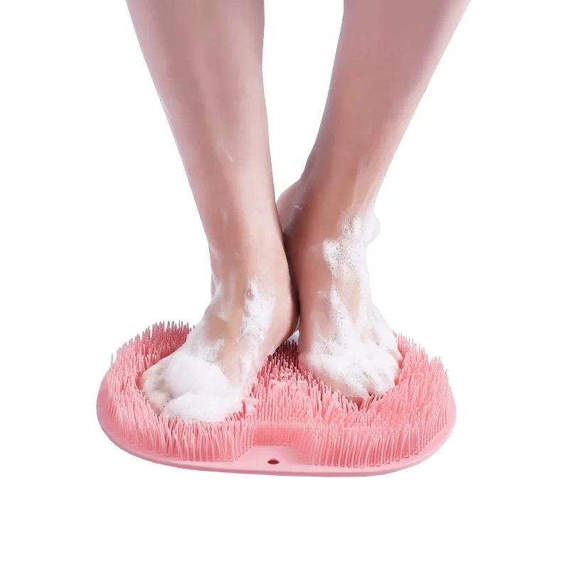 Reusable Shower Scraper Cleaning Brush Foot Wash Nonslip Silicone Back Bath Mat Hands-Free Big Flat Shower Foot Scrubber Mat