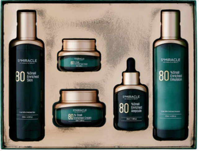 Made In Korea Odm Oem Private Label Snail 80% Enriched Skin Care Set For All Skin Type
