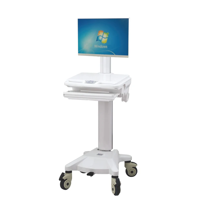 ABS Plastic Mobile Workstation Computer Trolley Hospital Medical Computer Cart For Sale For Hospital