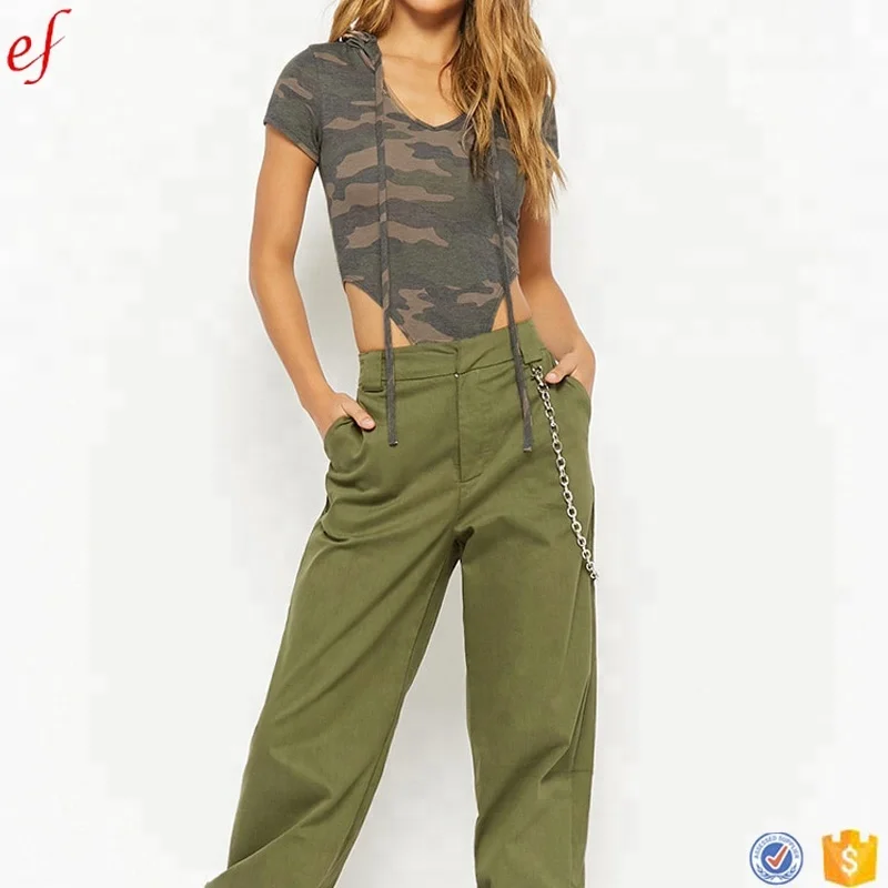 New ladies tight casual hooded camouflage jumpsuit