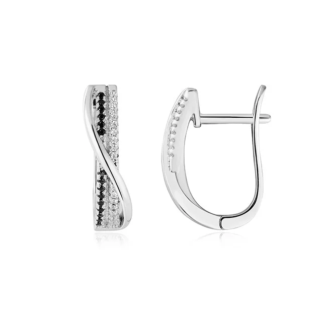 wholesale  new product sterling silver 925 Turkey silver jewelry black and white CZ earrings
