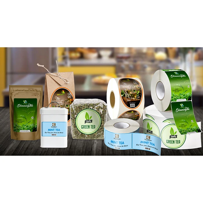 waterproof roll private brand tea canned labels , printing custom design organic tea bag logo label sticker
