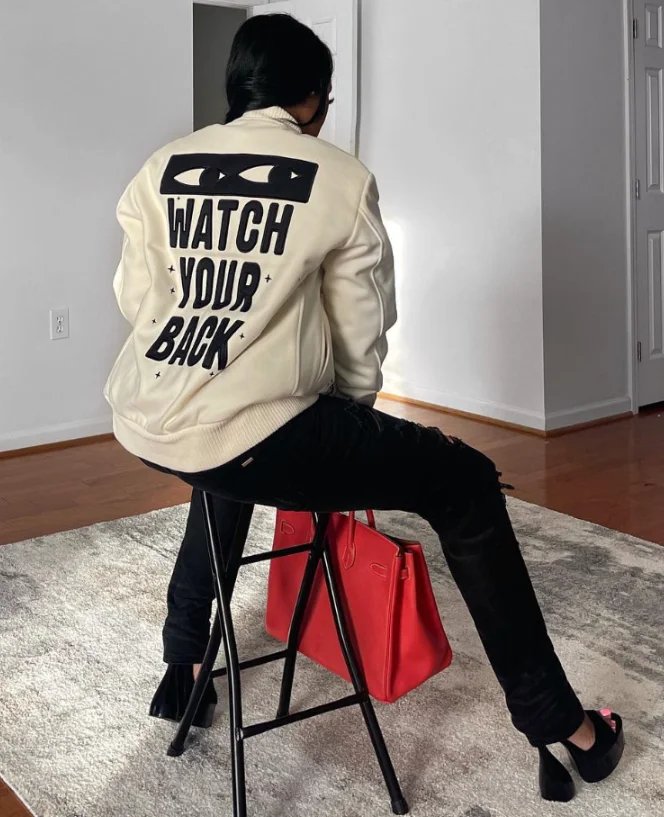 Casual fall winter jacket 2022 fashionable letter printing bomber jacket coat button vintage streetwear baseball jacket women