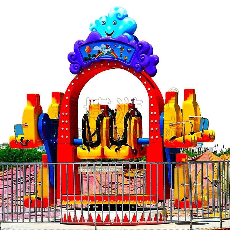 Amusement outdoor kids park equipment carnival game 360 degree rotating chair crazy circus fun clown rides swings amusement