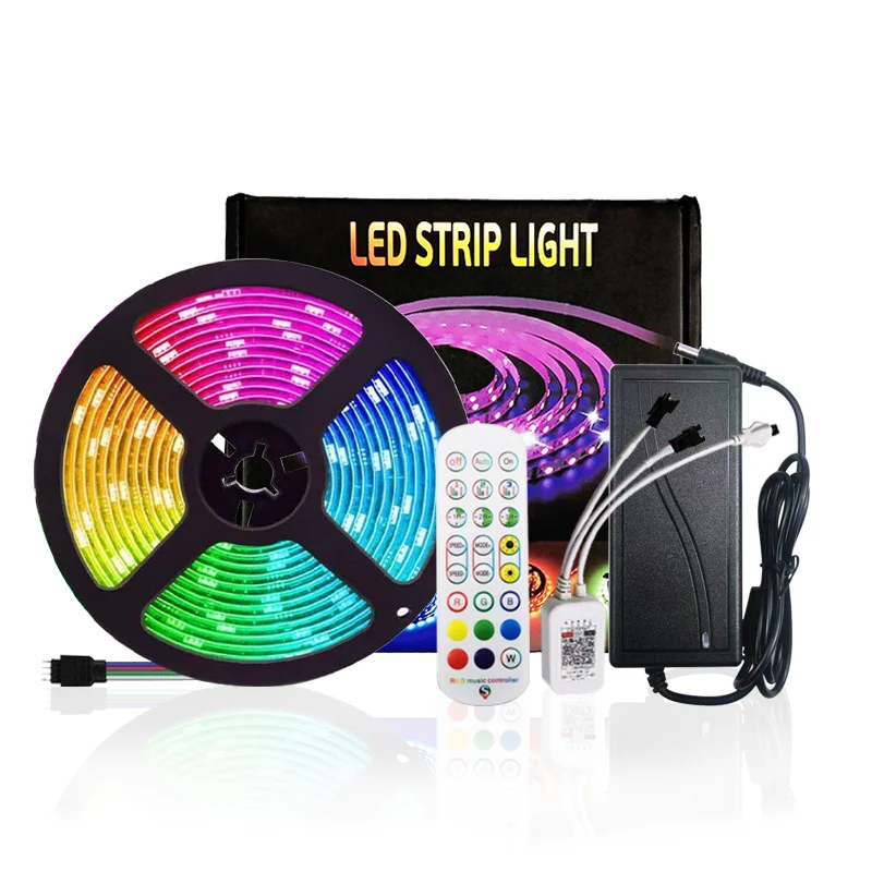 Hot Sales SMD5050 12V IP65 30leds/m Smart Control Magic Full Color Strip Light with Power Supply APP Remote Controller