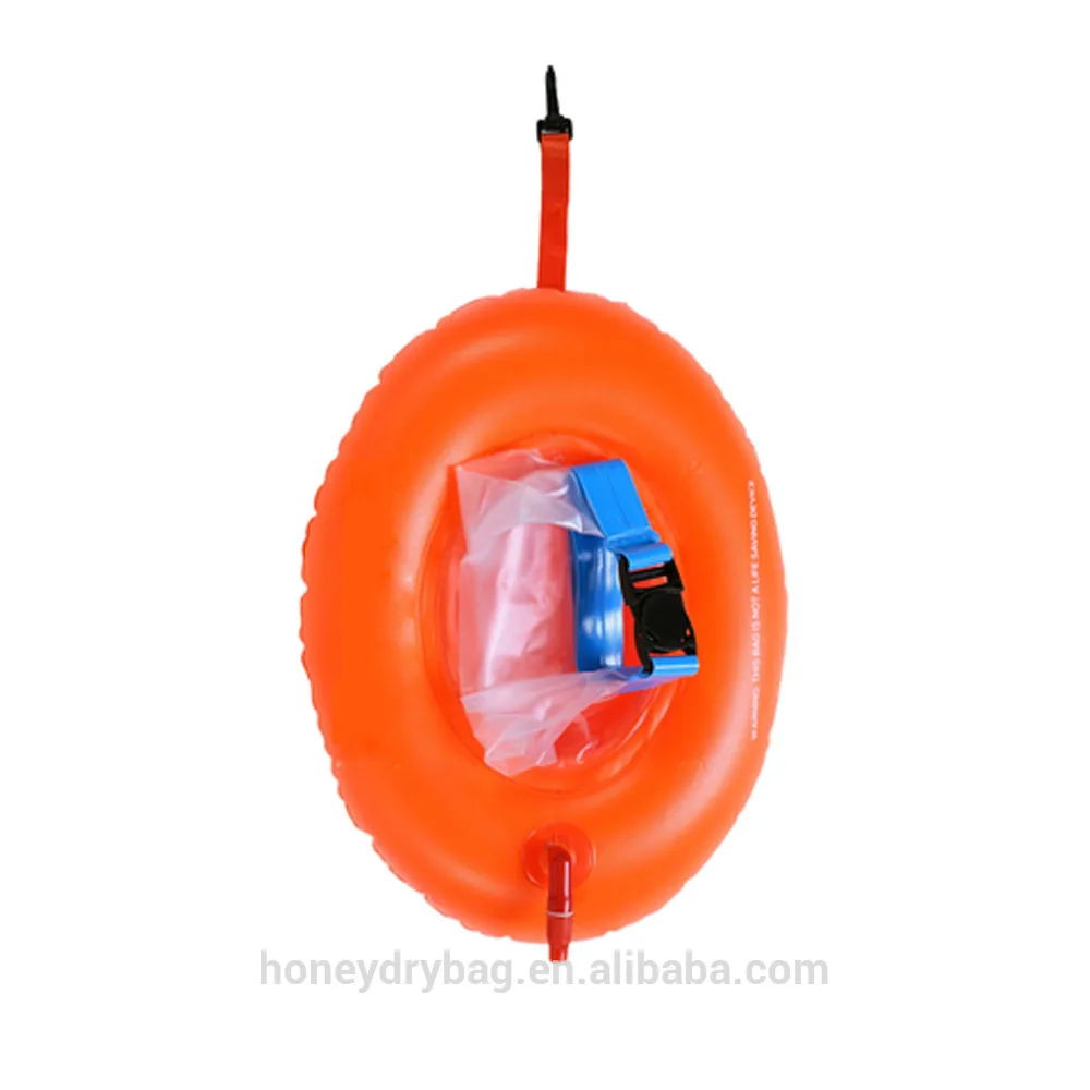 Swim Safety Float Buoy Orange PVC with long adjustable strap