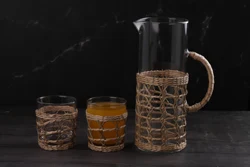 rattan wrap glass rattan/wicker wrapped water glass
