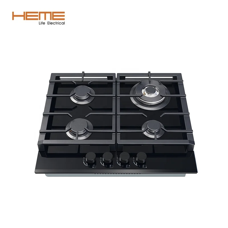 Built in hob China Manufacturer Tempered Glass 4 Burner Cooktop with 24 inch Placa de Gas