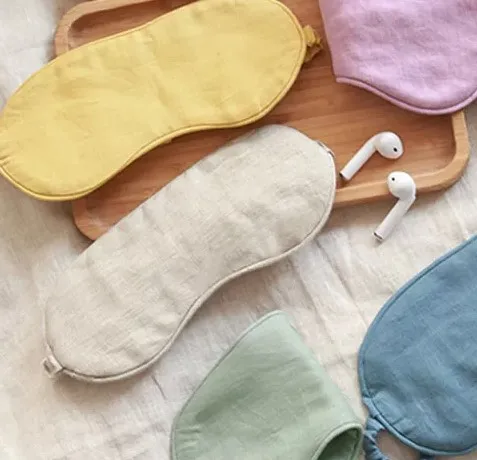 custom printed designer luxury natural cotton linen eye mask with logo