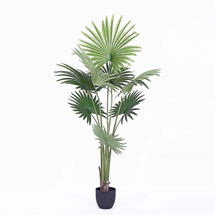 Wholesale Greenery Fan Palm Tree Artificial Home Garden Office Decoration Fake Plants Artificial Plastic Bonsai Tree For Indoor