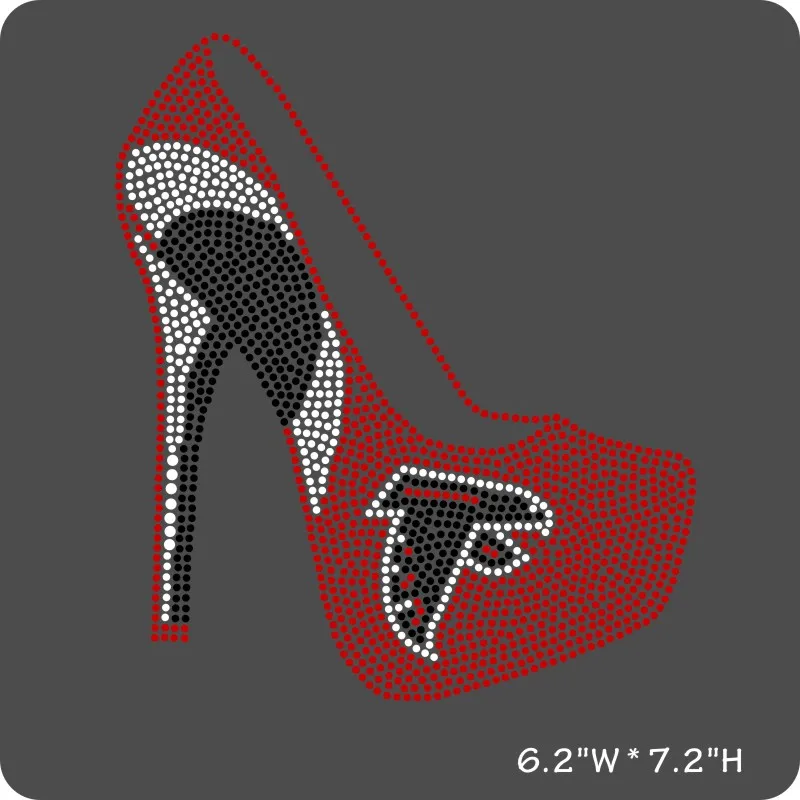 Custom  Rhinestone Heel Atlanta Falcons Logo Heat Transfer Designs Motif Iron On Hotfix Rhinestone Transfer Design For T-shirt