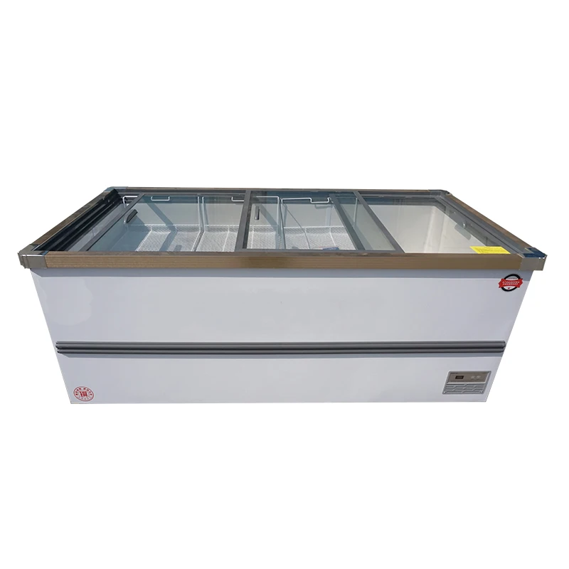 2024New Design Commercial aluminium profiles for door frames sliding glass door refrigerator 408L ice cream deep Chest freezers
