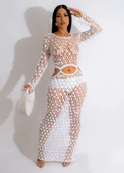 Sharee Wholesale High Quality 2023 Summer Sexy Beach Wear Hollow Hand Made Knit Dress Sequin Beach Dress