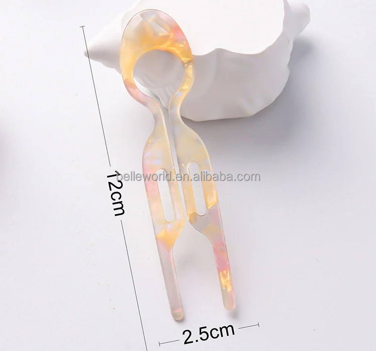 BELLEWORLD women girls hair bun accessories hanfu tradicional hair pin custom color Chinese acetate u-shaped hairpin sticks
