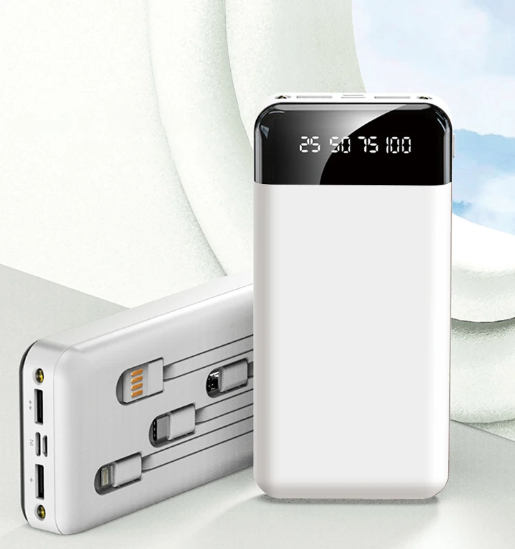 2021 Fancy 20000 mAh Online Pawerbank Led Torch 4 in 1 Digital 20000mAh Power Bank Flashlight with Port Cordes