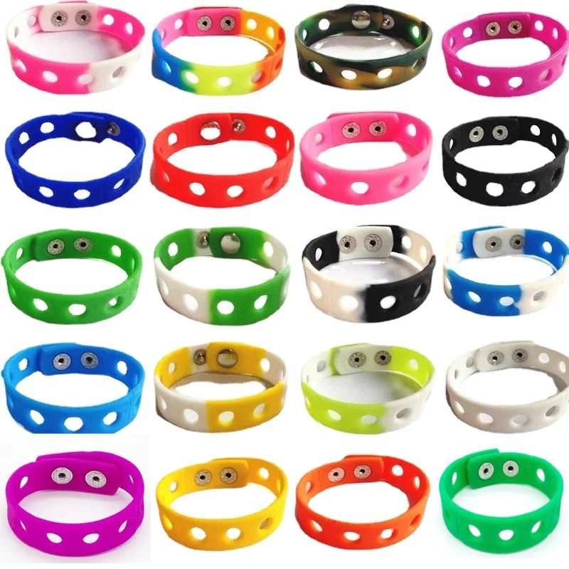 Рекламный подарок резиновый красочный браслет для заколки, Детские регулируемые силиконовые браслеты