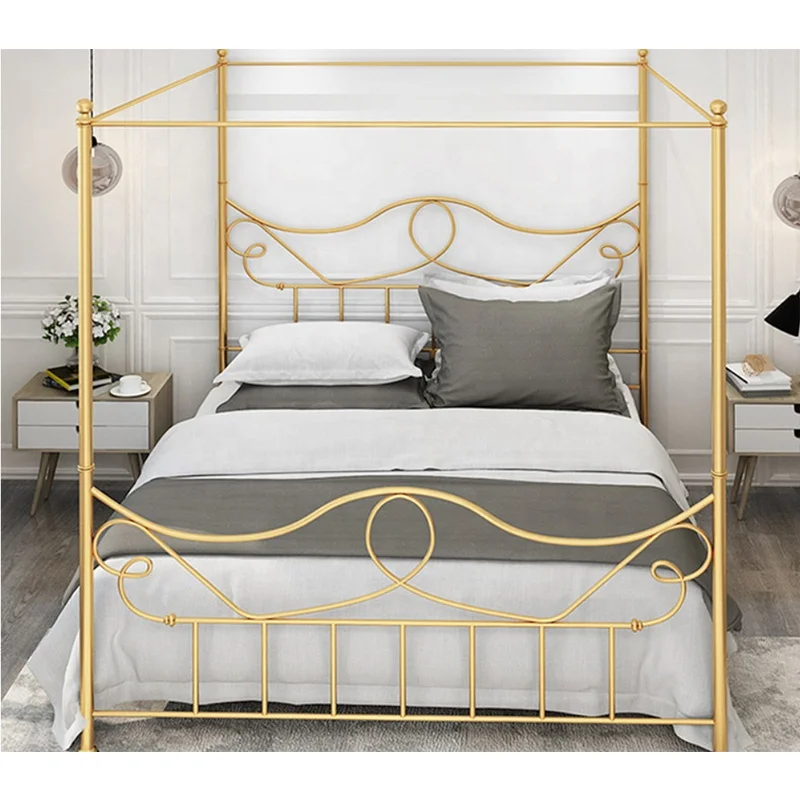 Gold color design canopy double king queen size metal princess bed canopy