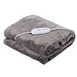 ETL Gray Color 62 Inch x 84 Inch Premium Reversible Flannel Plush Fuzzy Soft Warm Electric Blanket Twin 120V