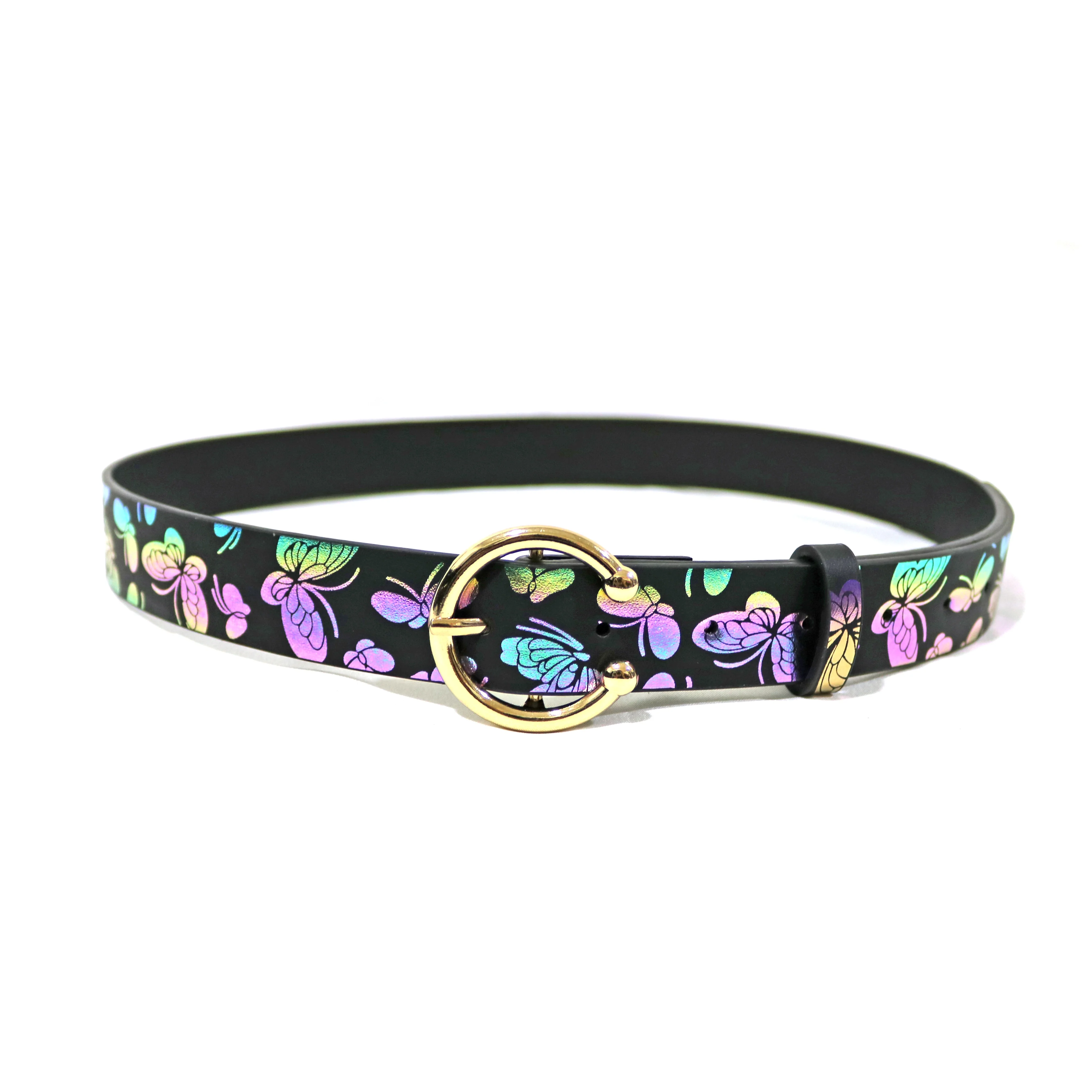 Лидер продаж, повседневный модный дизайнерский широкий ремень из искусственной кожи с принтом бабочки