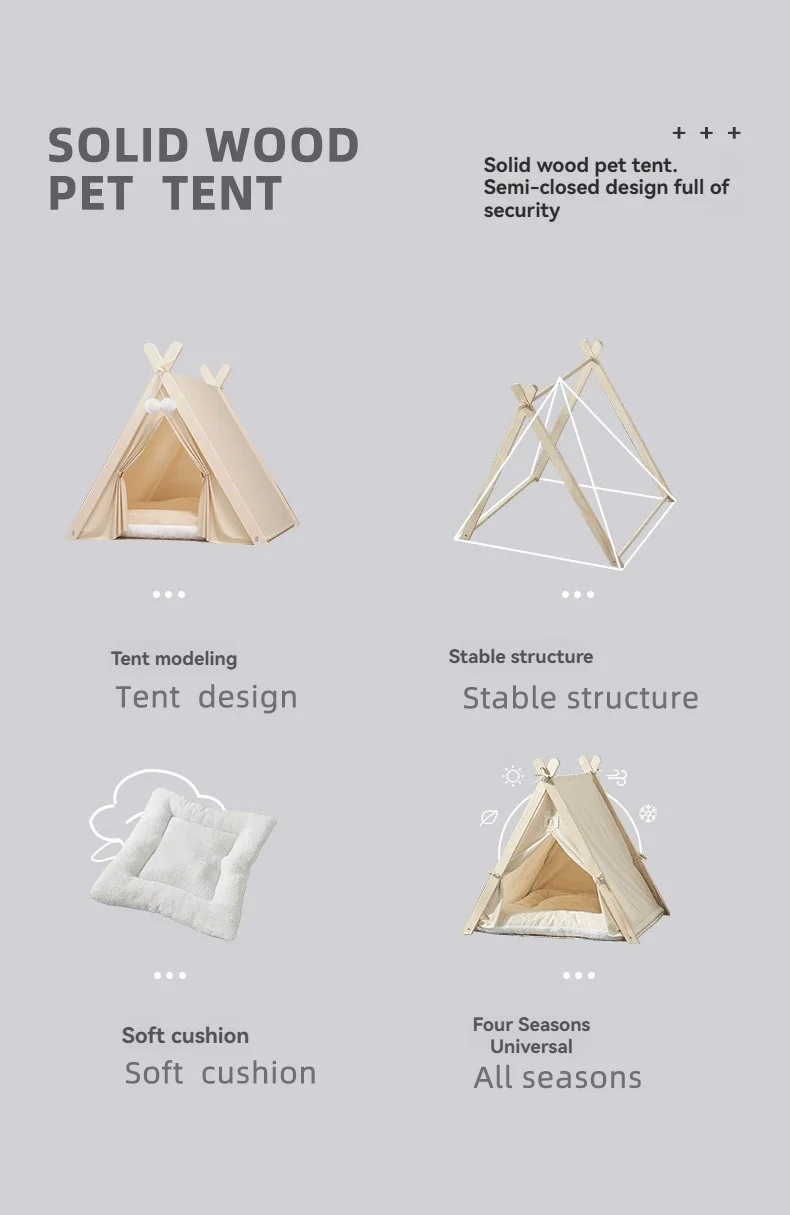 Hot Sale Canvas Material Yurt tent House Comfortable Durable Aesthetic Design Cat Dog Bed pop up  Pet Teepee Tent