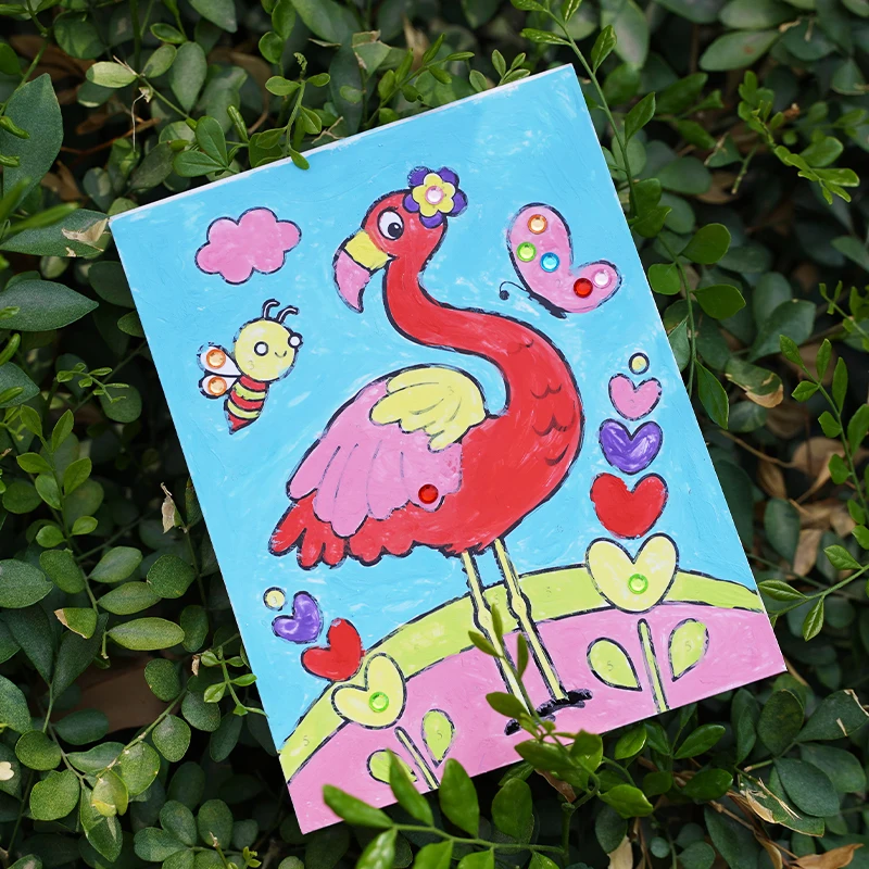 newest coloring paint OEM service 6 colors kids paint by number canvas art painting kit